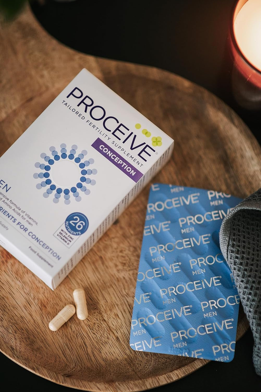 Proceive® Men Fertility Supplement for Conception - Vitamins & Minerals for Men Trying to Conceive - Selenium, Zinc, Co Q10, Vitamin D - 60 Capsules (1 Month Supply) - Vegan