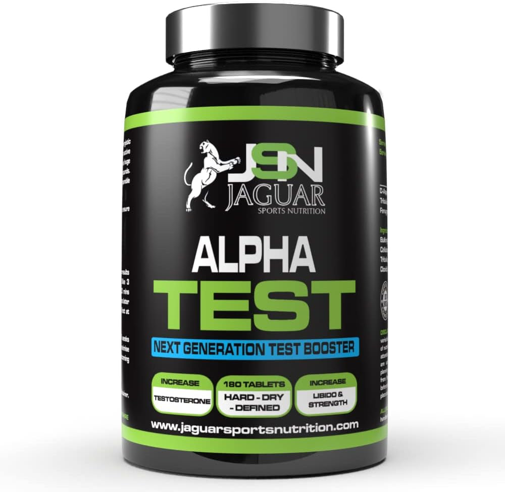 Alpha Test - Testosterone Supplement for Men with D- Aspartic Acid and Fenugreek for Normal Testosterone Levels - Natural and Safe - 180 Tablets