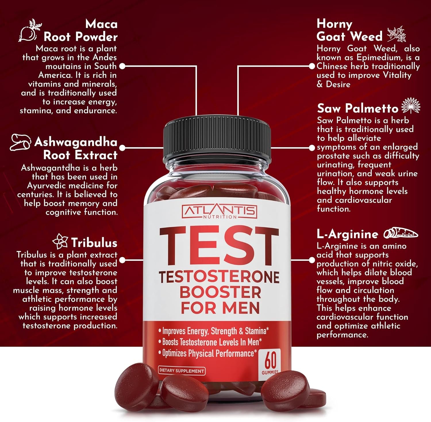 Tart Cherry 60 Gummies + Testosterone Booster 60 Gummies