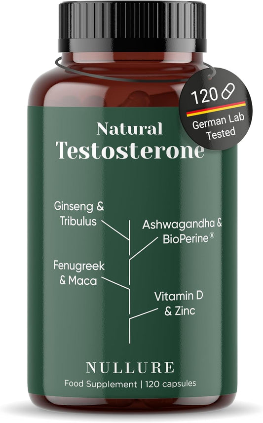 Testosterone Booster for Men | Vegan | German Lab Tested | Test Booster for Libido · Performance · Muscle · Endurance | Ashwagandha + Maca + Tribulus Terrestris + Ginseng + Fenugreek |120 Caps