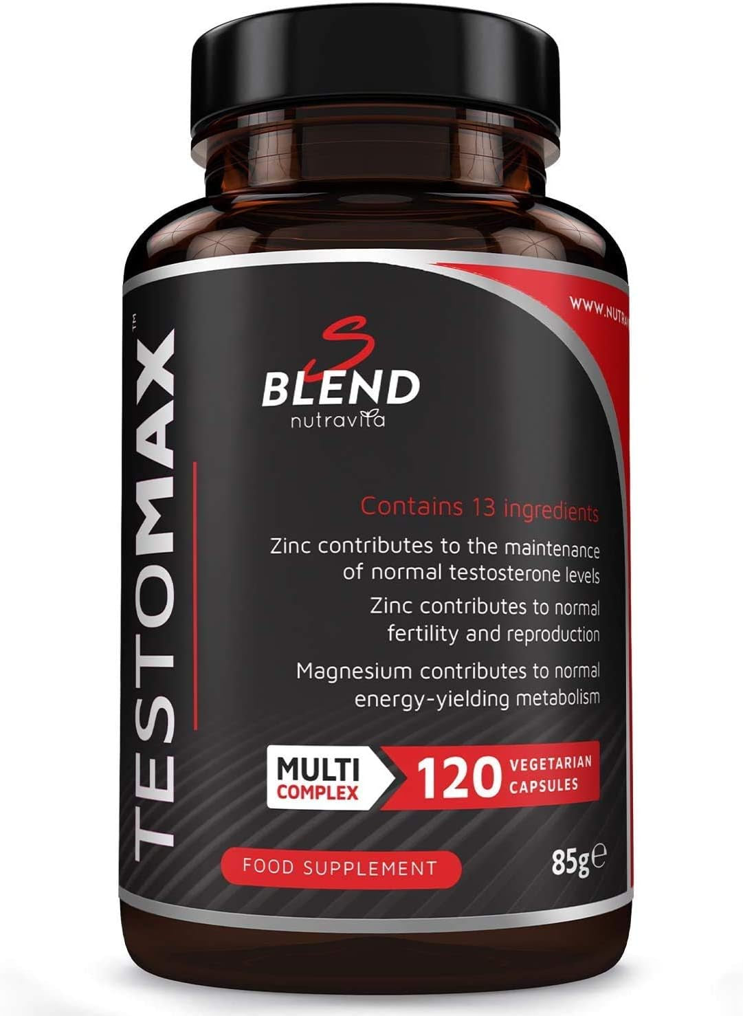 Test Booster for Men - 210 Vegan Capsules - 1450Mg per Testosterone Supplement Serving - TESTOMAX™ 2.0 Contains 17 Active Ingredients Incl. Ashwagandha KSM 66®, Coq10, Maca Root - Made by Nutravita