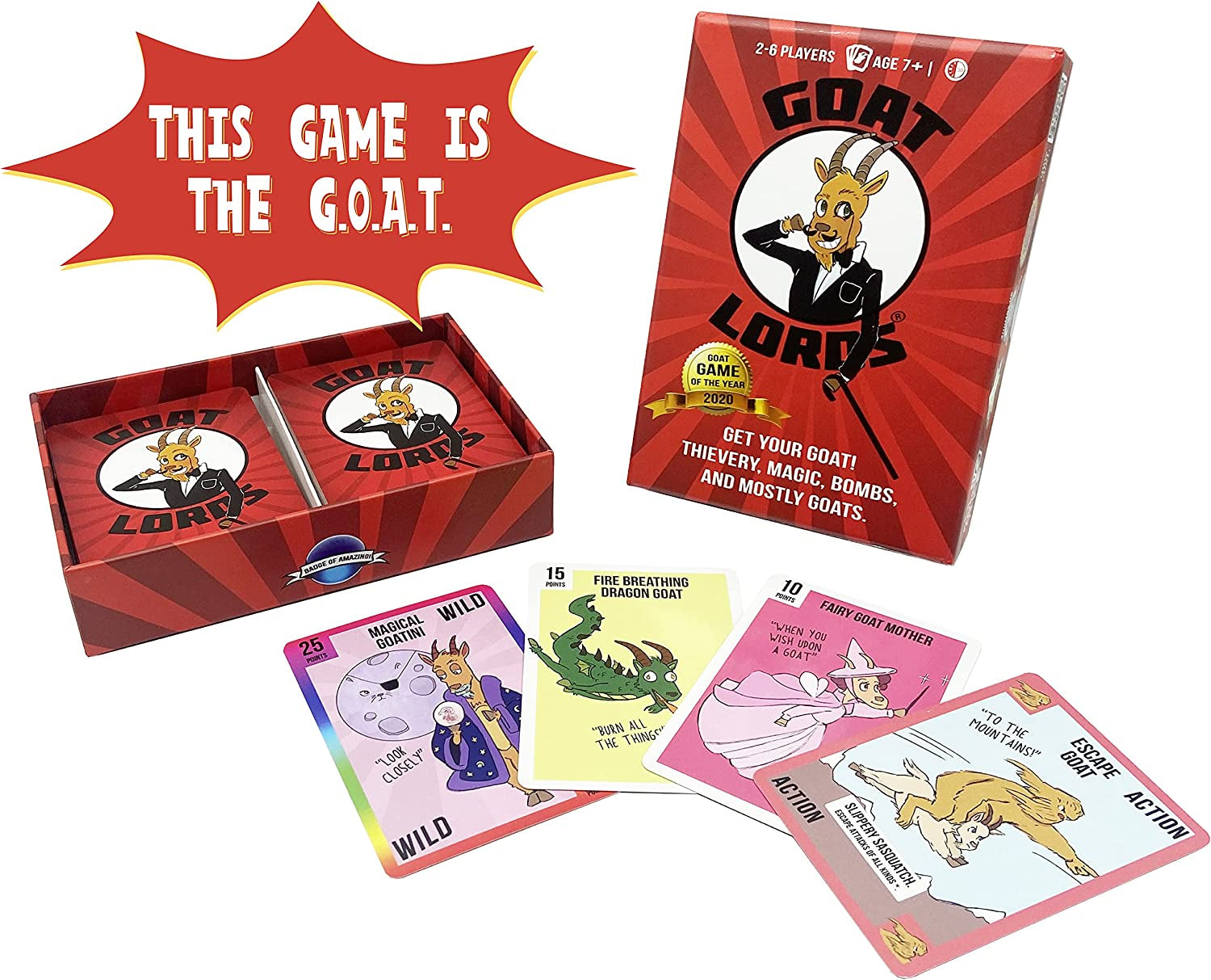 Gatwick Games Goat Lords, Hilarious, Addictive and Competitive Card Game with Goats, Best Card Games for Families, Adults, Teens, and Kids, Makes for Great Stocking Stuffers, 2-6 Players