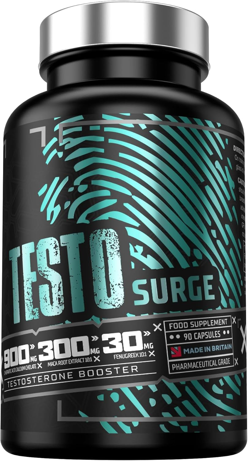 Testosterone Booster TESTO Surge | Testosterone Supplements for Men | Testosterone Boosters Muscle Growth Libido Boost Tablets 90 Vegan Capsules