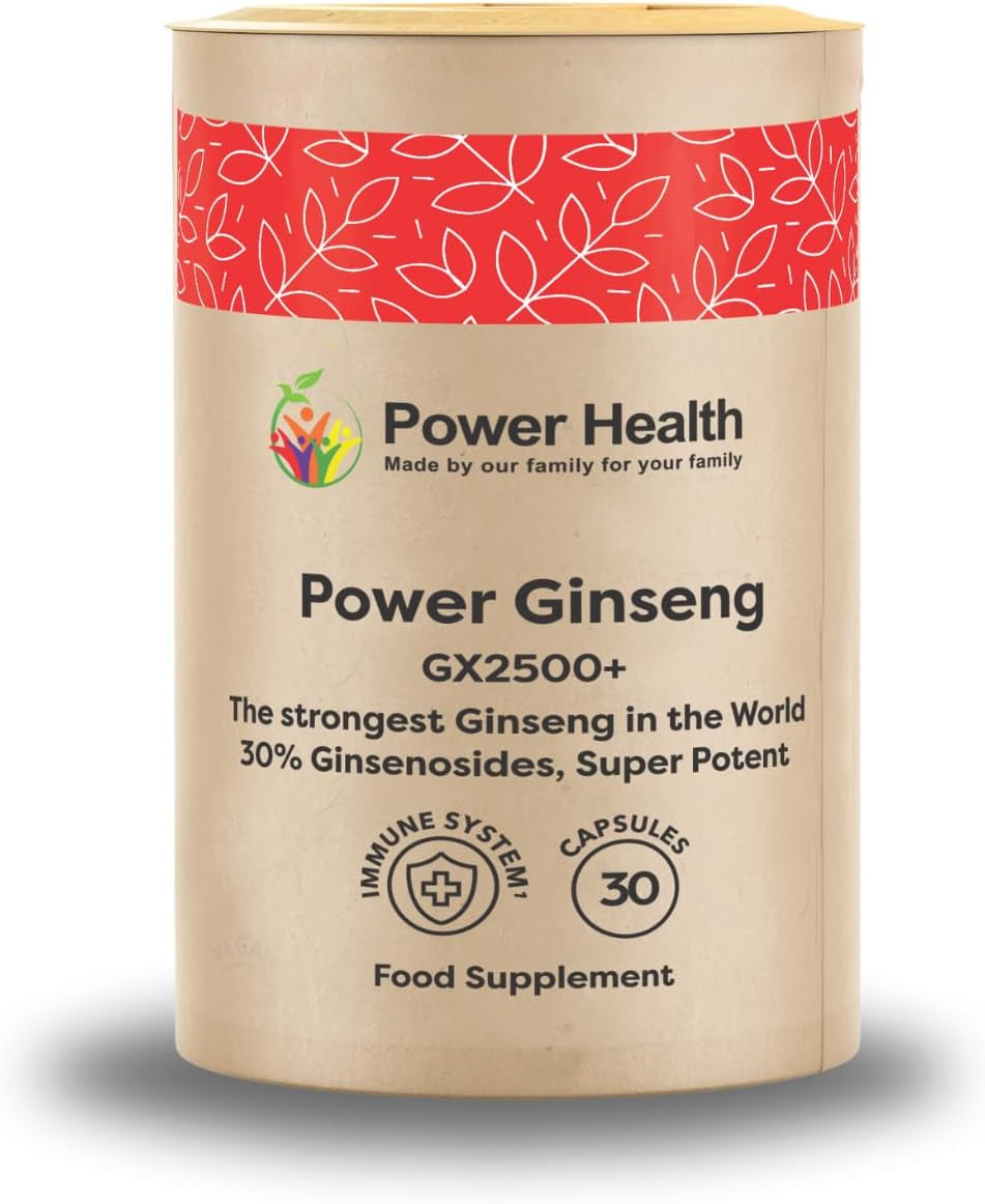 Power Health Ginseng GX2500+ 100Mg – 30 Capsules | Korean Red Ginseng, Panax Ginseng High Strength | Ginseng Capsules for Men, Energy, Vitality | Natural Ginseng Herbal Supplements