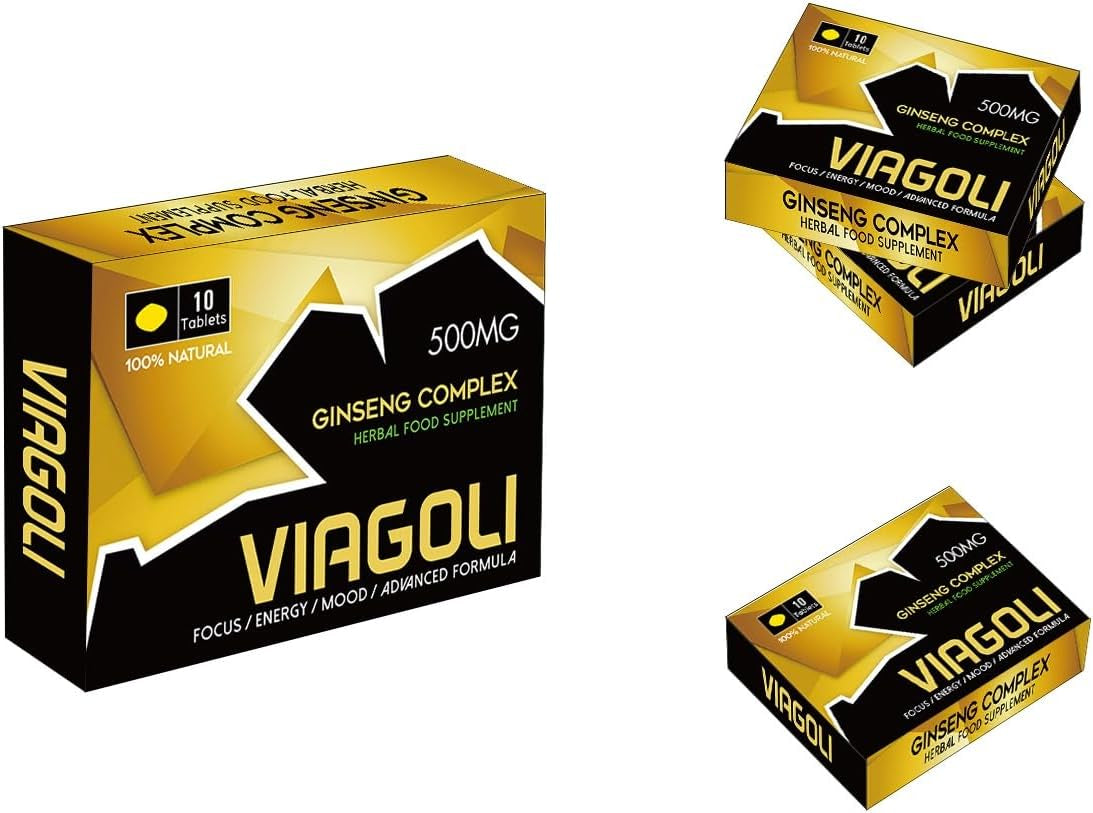 New VIAGOLI Gold - 10 Pills 500Mg - Stronger & Harder Enhanced Strength & Firmness for Men - Designed to Boost High Stamina, Performance & Natural Male Enhancing Food & Herbal Supplement