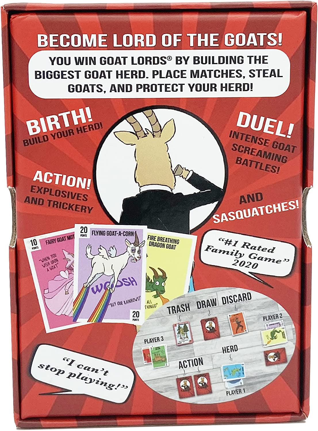 Gatwick Games Goat Lords, Hilarious, Addictive and Competitive Card Game with Goats, Best Card Games for Families, Adults, Teens, and Kids, Makes for Great Stocking Stuffers, 2-6 Players