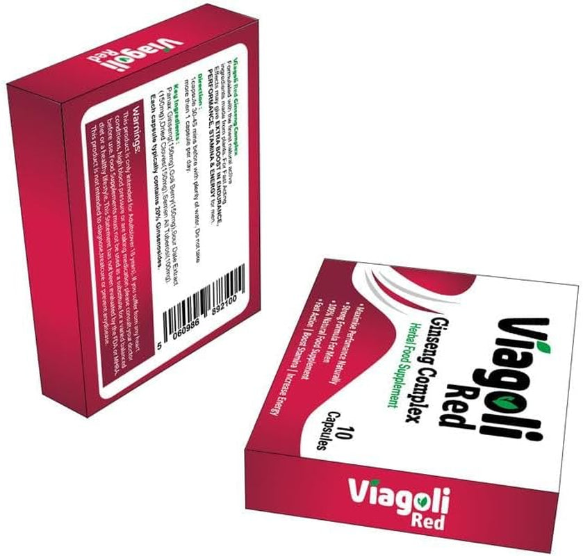 VIAGOLI Red-New Stronger for Longer Formula for Men - Ultra Strong Performance Enhancing Pills, Stamina Endurance Booster RED Supplement Pills for Men - 10 Ginseng Capsules 700MG