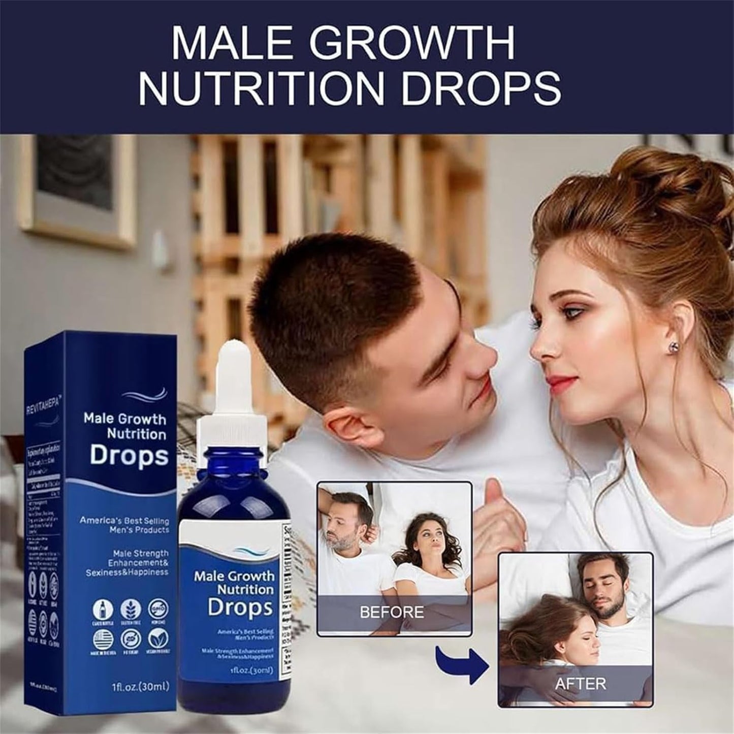 Revitahepa Male Growth Nutrition Drops,Revitahepa Male Growth Nutrition Drops Blue,Natural Revitahepa Blue Direction Benefit Drops for Men (1Pcs)