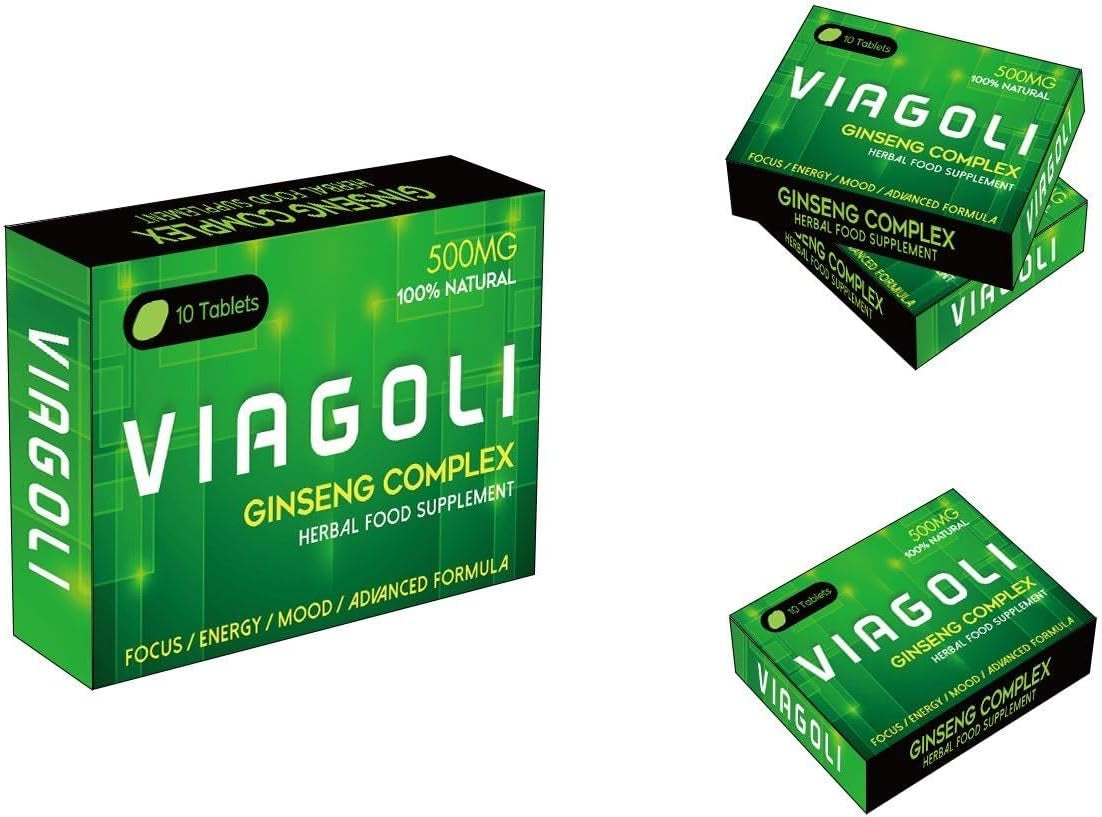 VIAGOLI Green- Ginseng Complex - the Most Effective Natural, Powerful and Fast Acting Food Supplement for Men! - (Pack of 10 Tablets)