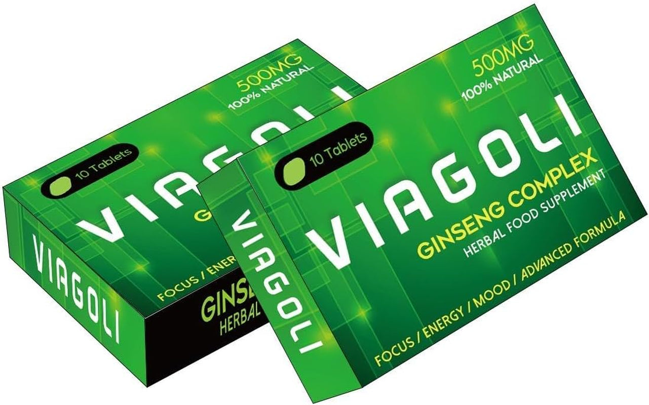 VIAGOLI Green- Ginseng Complex - the Most Effective Natural, Powerful and Fast Acting Food Supplement for Men! - (Pack of 10 Tablets)