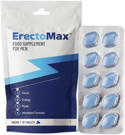 Erectomax™ - 10 Mens Male Enhancement Herbal Blue Tablets High Hard Strength Men’S Endurance & Stamina – 650Mg Natural Herbal Energy Support Blue Tablets for Men Stamina Endurance Booster