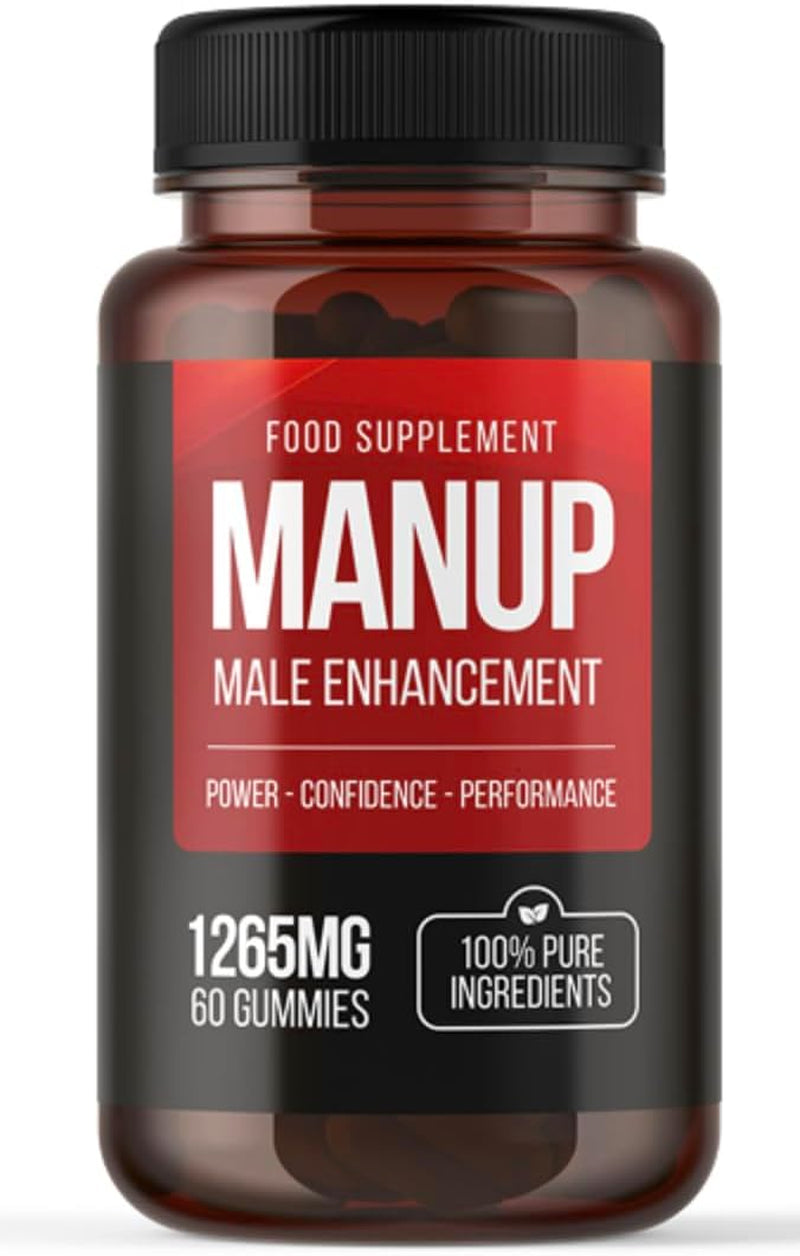 MANUP Male Gummies, 1265Mg per Serving, with Maca, Vitamin B6, B12, Ashwagandha, L-Arginine, Tribulus Terrestris, Pack of 60