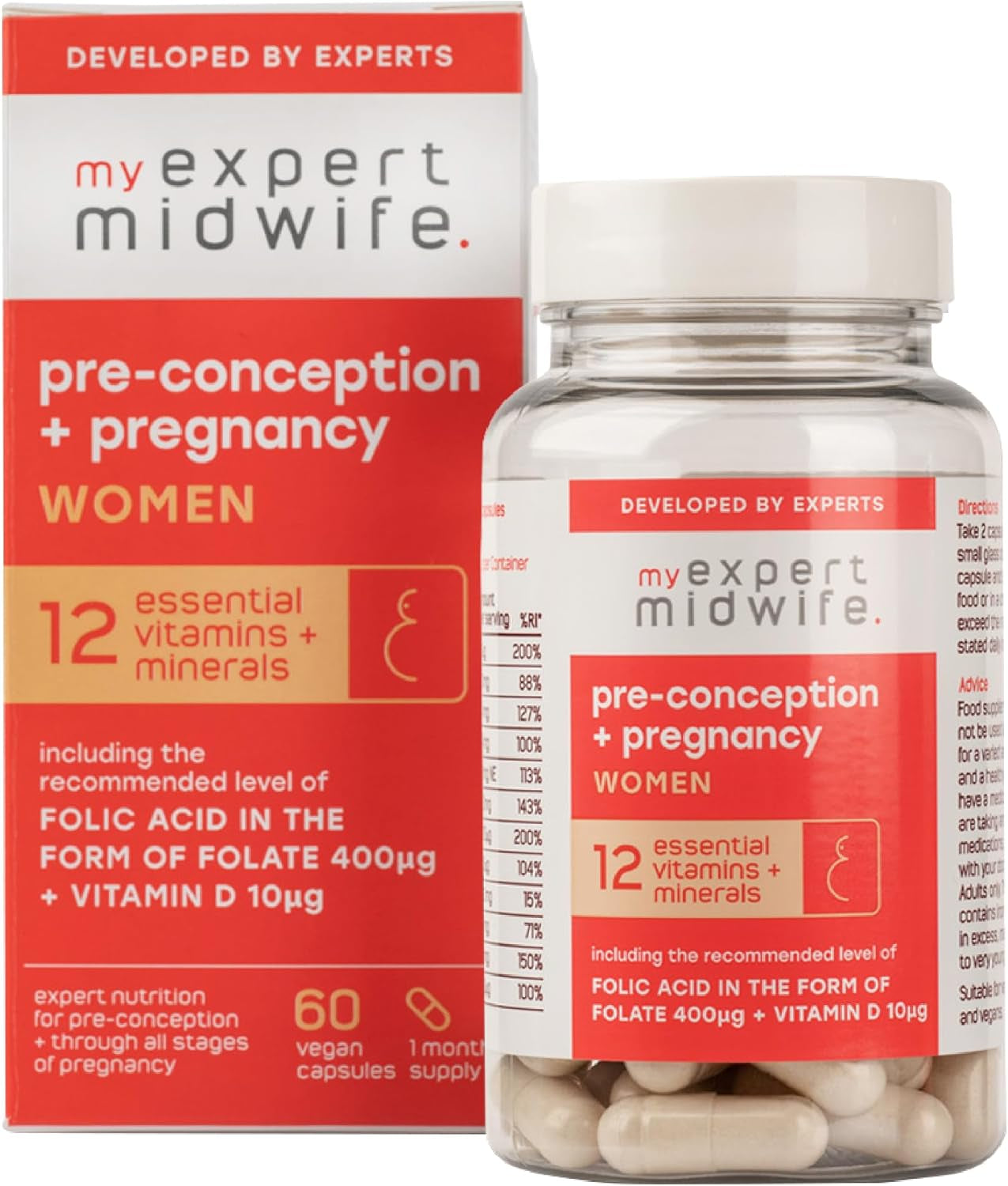 My Expert Midwife His and Hers Pre-Conception and Pregnancy Supplements Duo for Women & Men, Including Essential Vitamins & Minerals to Support When Trying to Conceive, Vegan, Pack of 2