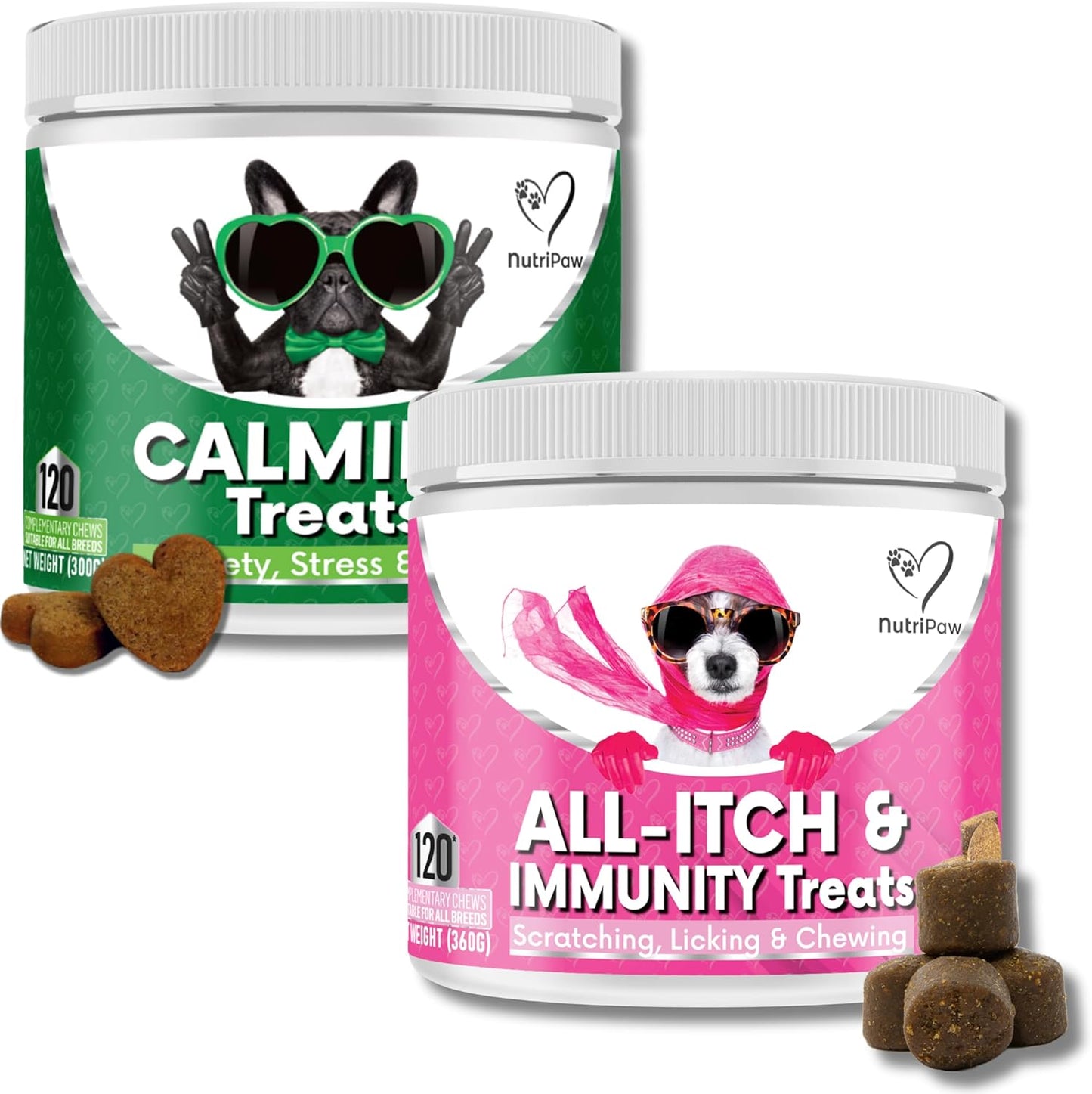 Nutripaw Calming Treats for Dogs - Reduce Stress, Fear, Separation Anxiety, Barking, Hyperactivity, Reactivity, Aggression, Travel Issues - Relaxation without Drowsiness Dogs