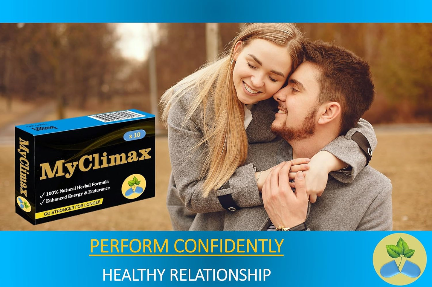 Myclimax - Herbal Energy Supplement for Men, Ginseng, Maximum Energy & Stamina: 500Mg - 10 Effective and Powerful Blue Capsules.