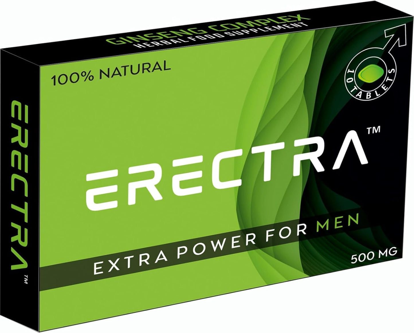 ERECTRA Green - Unleash More Longer, More Harder, More Stronger Performance - Stamina Endurance Booster Green Herbal Supplement Tablets for Men - 10 Ginseng Tablets