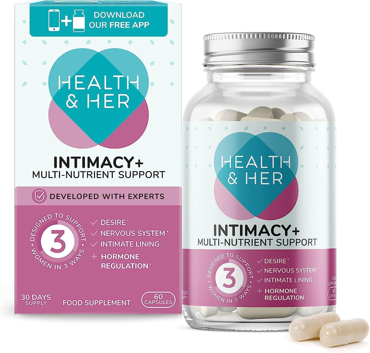 Health & Her Intimacy+ Multi-Nutrient Support for Women - Women'S Desire Supplement with Maca Root, Tribulus Terrestris and Sea Buckthorn - 3 Month Supply - 180 Vegan Tablets