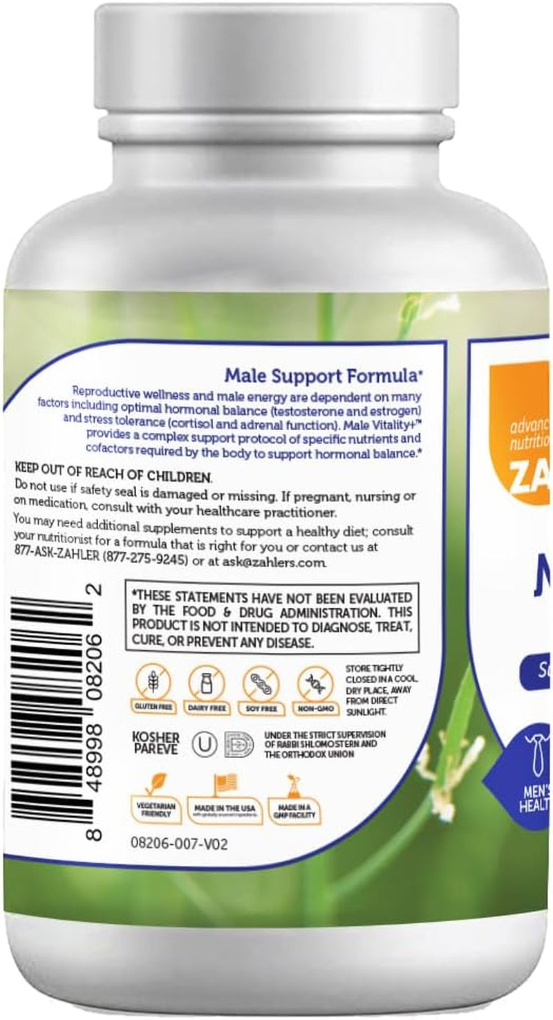 Male Vitality+, Male Fertility Supplements, Male Formula Supporting Energy and Reproductive Wellness, Certified Kosher, 120 Tablets