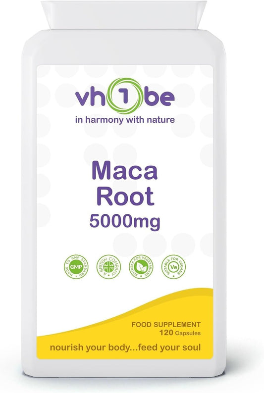 Maca Root 5000Mg with Zinc 120 Vegan Capsules - Peruvian Maca for Men & Women - Testosterone Balance and Fertility Support