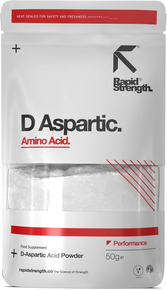 Rapid Strength Pure D-Aspartic Acid Powder - DAA Testosterone Boosters Supplements - Pre Workout Powder Muscle Builder Unflavoured