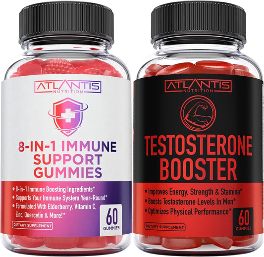 8-In-1 Immune Support 60 Gummies + Testosterone Booster 2-Pack (120 Gummies)