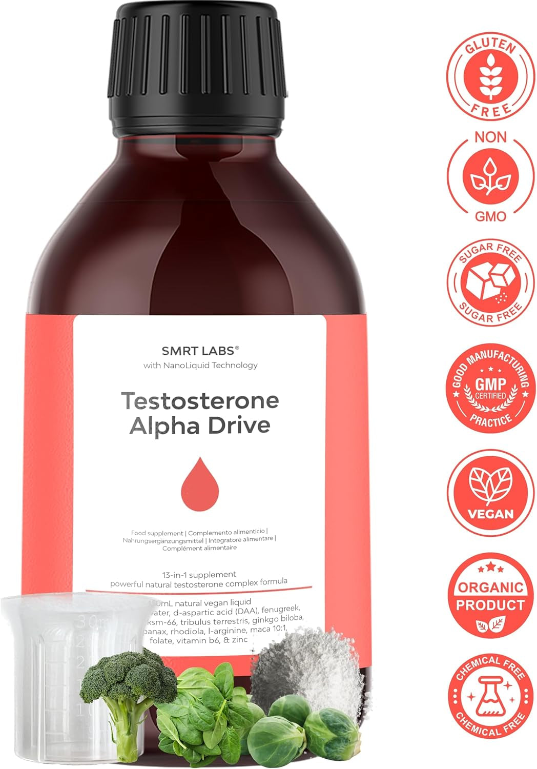 Testosterone Supplements for Men Alpha Drive, Premium 13-In-1 Testosterone Boosters Supplements, Normal Testosterone Support, Tribulus Terrestris, D-Aspartic Acid, Ashwagandha KSM 66, 100% Natural