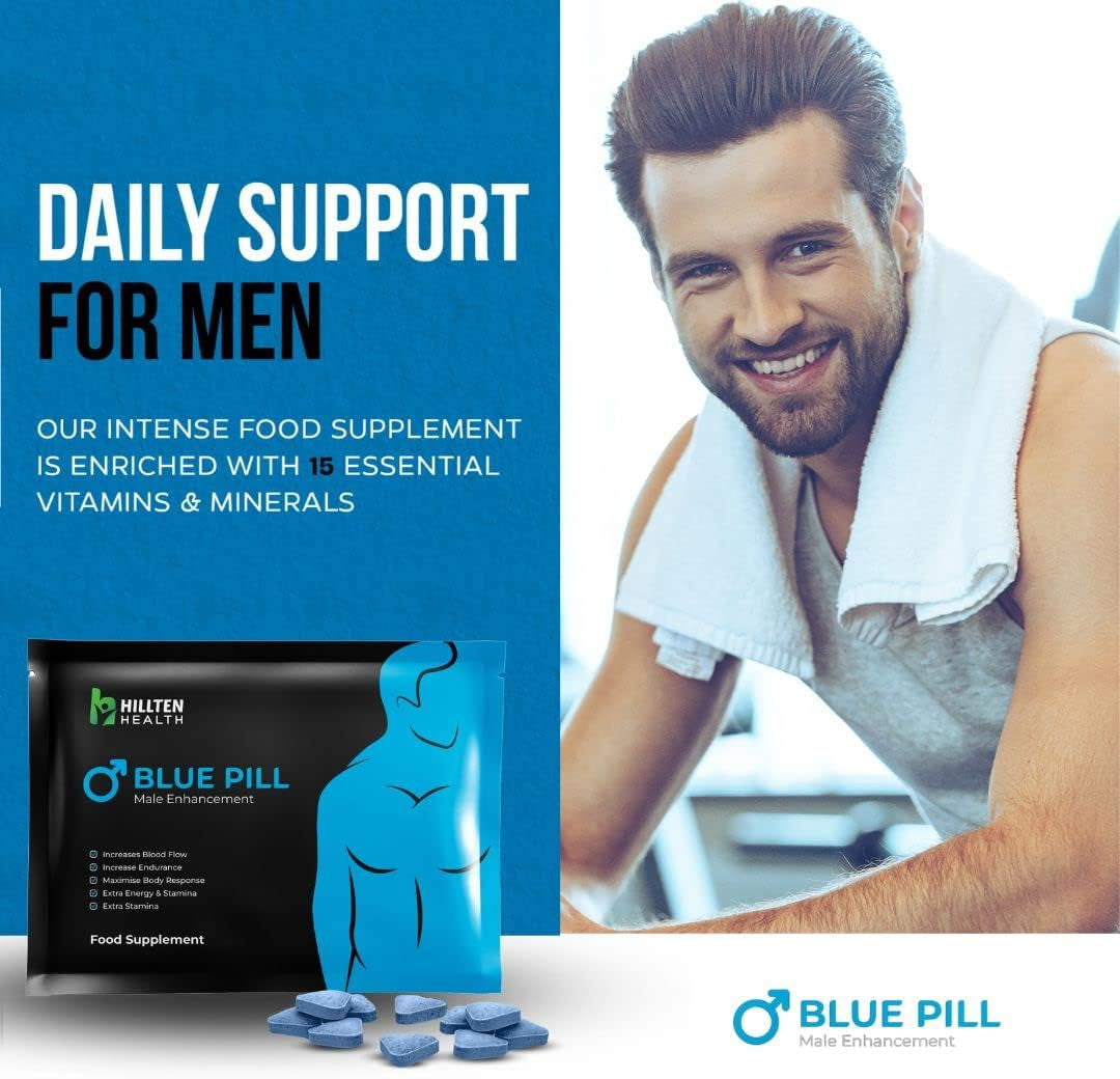 Blue Pill | 10X Herbal Supplement Blue Pills for Men | High Strength Performance Powerful Fast Acting Long Lasting Results | Enhancing Male Stamina & Endurance Booster Tablets