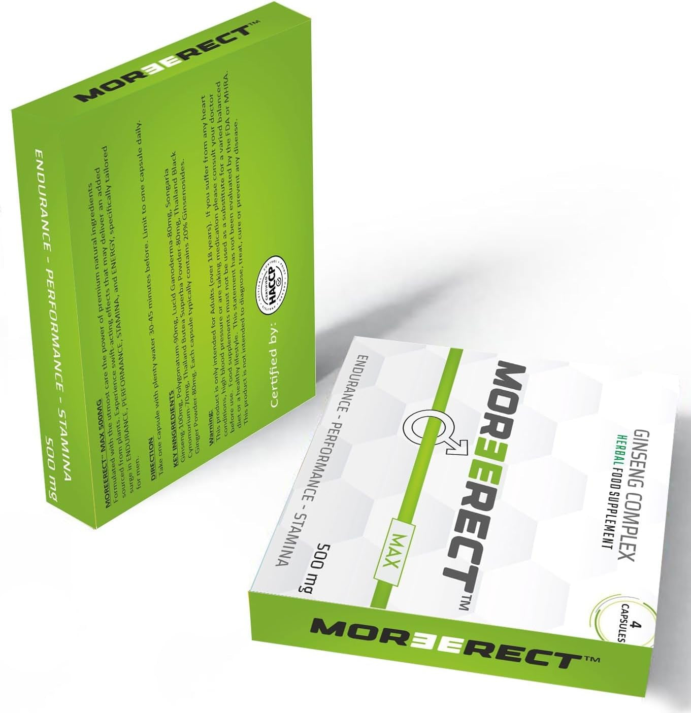 MOREERECT™ MAX - Stronger and Longer for a Confident Performer - Advanced Performance Enhancing Pills, Stamina Endurance Booster Green Supplement Pill for Men - 4 Ginseng Capsules