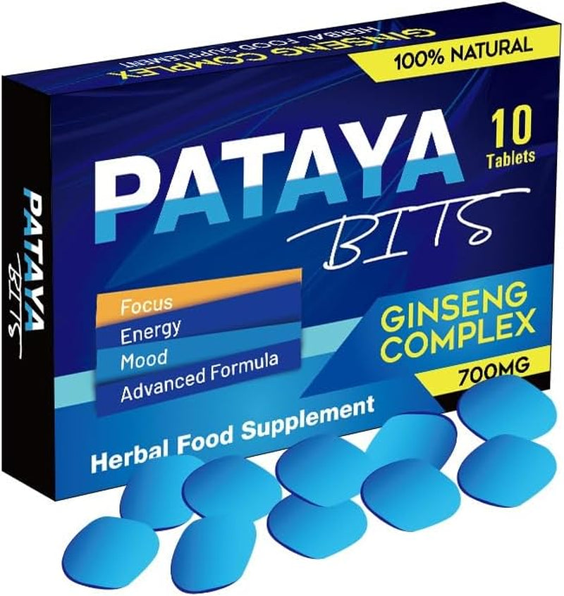 New PATAYA BITS - 10 Pills 500Mg - Stronger & Harder Enhanced Strength & Firmness for Men - Designed to Boost High Stamina, Performance & Natural Male Enhancing Food & Herbal Supplement