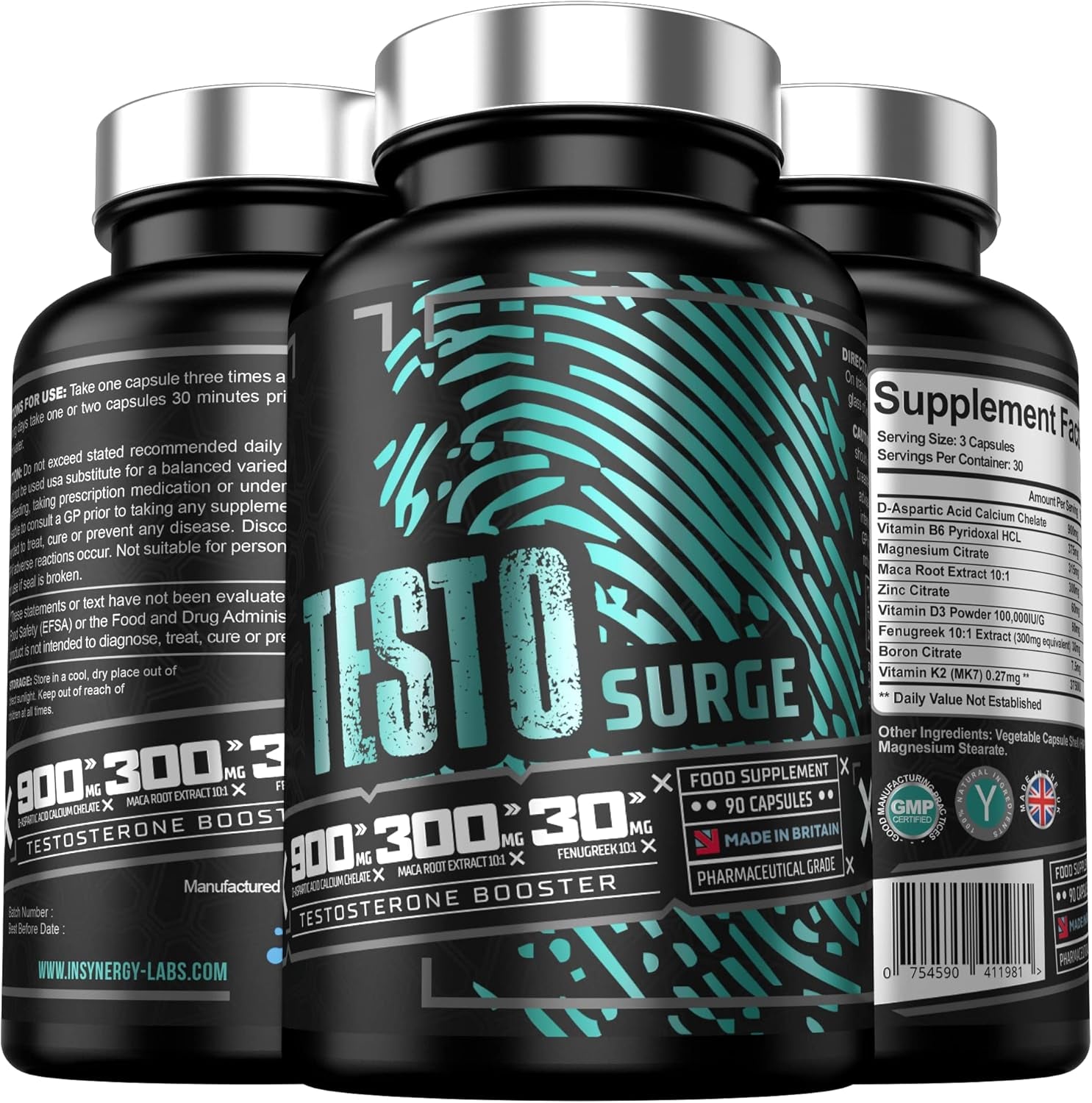 Testosterone Booster TESTO Surge | Testosterone Supplements for Men | Testosterone Boosters Muscle Growth Libido Boost Tablets 90 Vegan Capsules