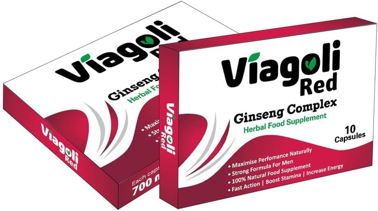 VIAGOLI Red-New Stronger for Longer Formula for Men - Ultra Strong Performance Enhancing Pills, Stamina Endurance Booster RED Supplement Pills for Men - 10 Ginseng Capsules 700MG