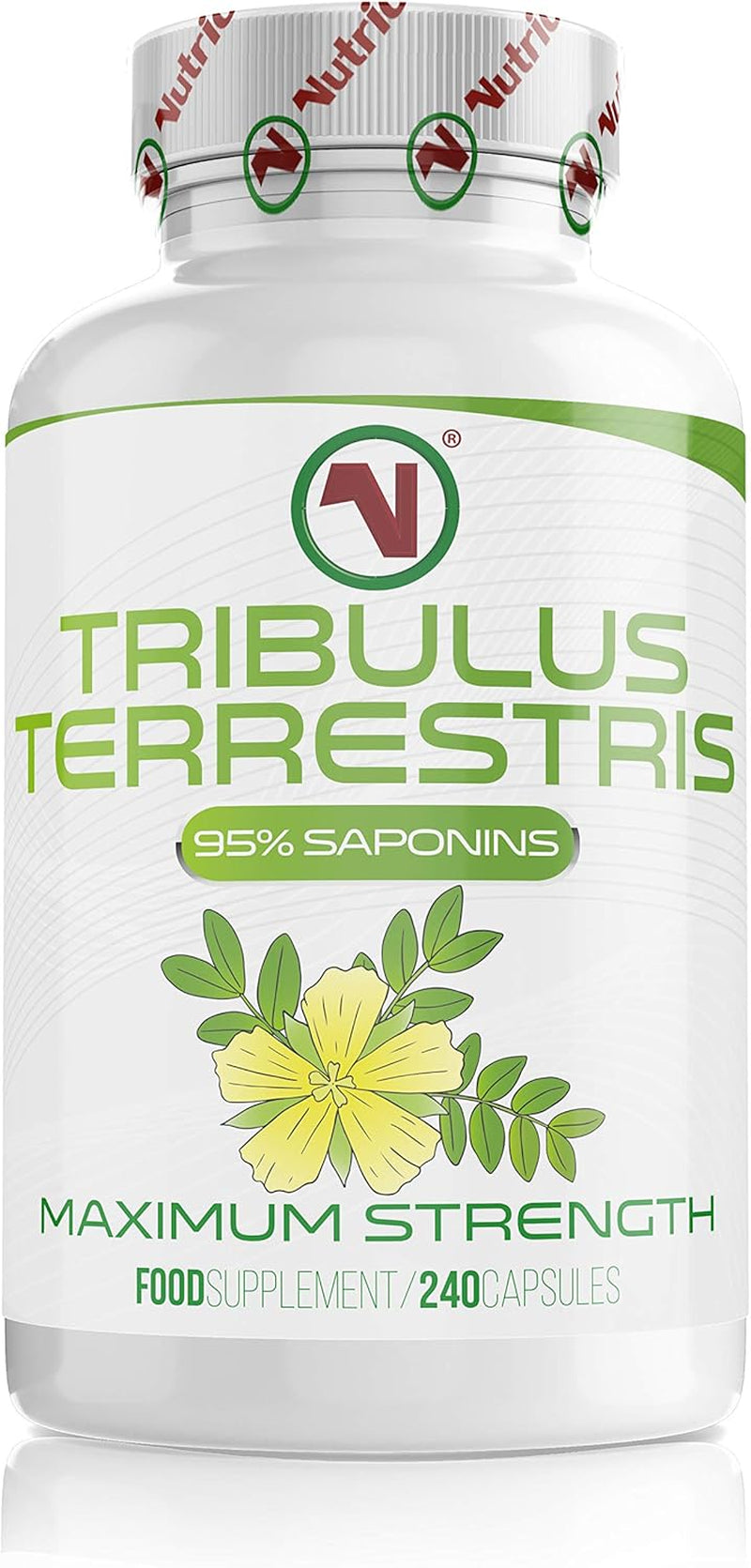 Nutriodol High Potency Tribulus Terrestris 750Mg Capsules | 240 Easy to Swallow Supplements | 4 Months Supply | 95% Saponins | Boost Performance for Men and Women