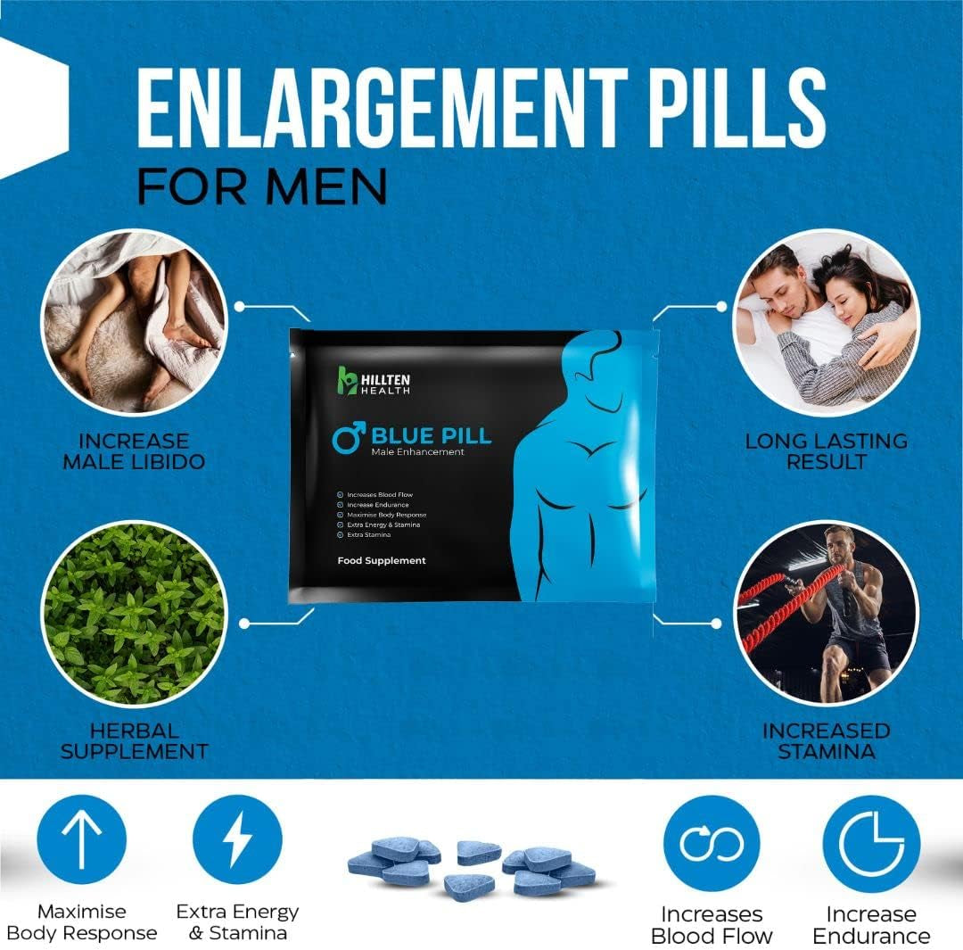 Blue Pill | 10X Herbal Supplement Blue Pills for Men | High Strength Performance Powerful Fast Acting Long Lasting Results | Enhancing Male Stamina & Endurance Booster Tablets