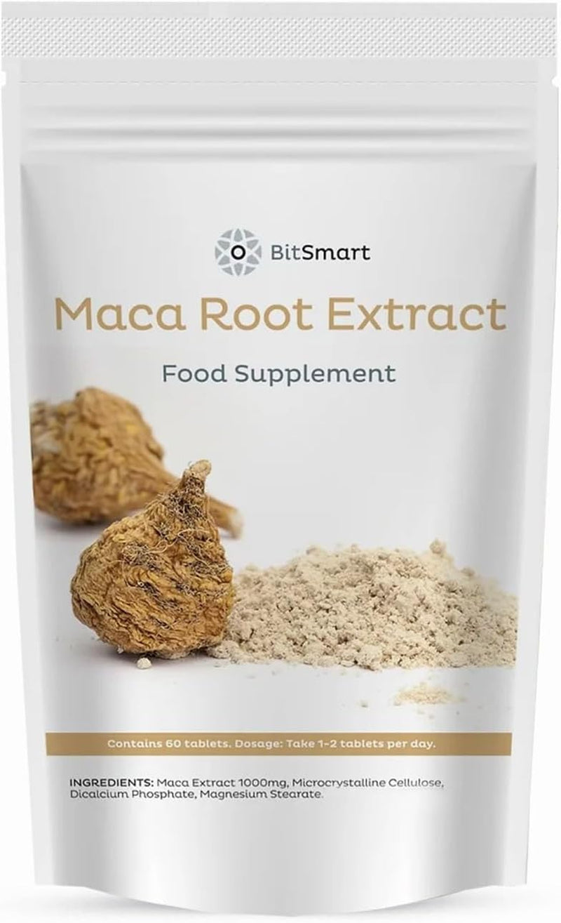 BITSMART Maca Root Extract Superfood Tablets -1000Mg 60 Count - Maca Root for Men and Women - Antioxidant, Energy Booster, Hormone Balance Support and Vegan Friendly