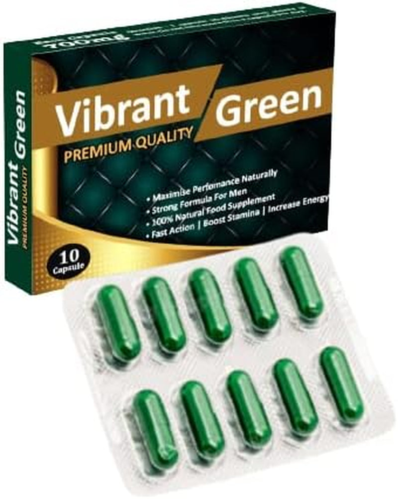 Ultra Strong Vibrant Green - (10 Pack) New & Effective 700Mg Ginseng & ASHWAGANDHA Complex Herbal Supplement for Men - Performance, Energy, Stamina & Endurance, 100% Natural