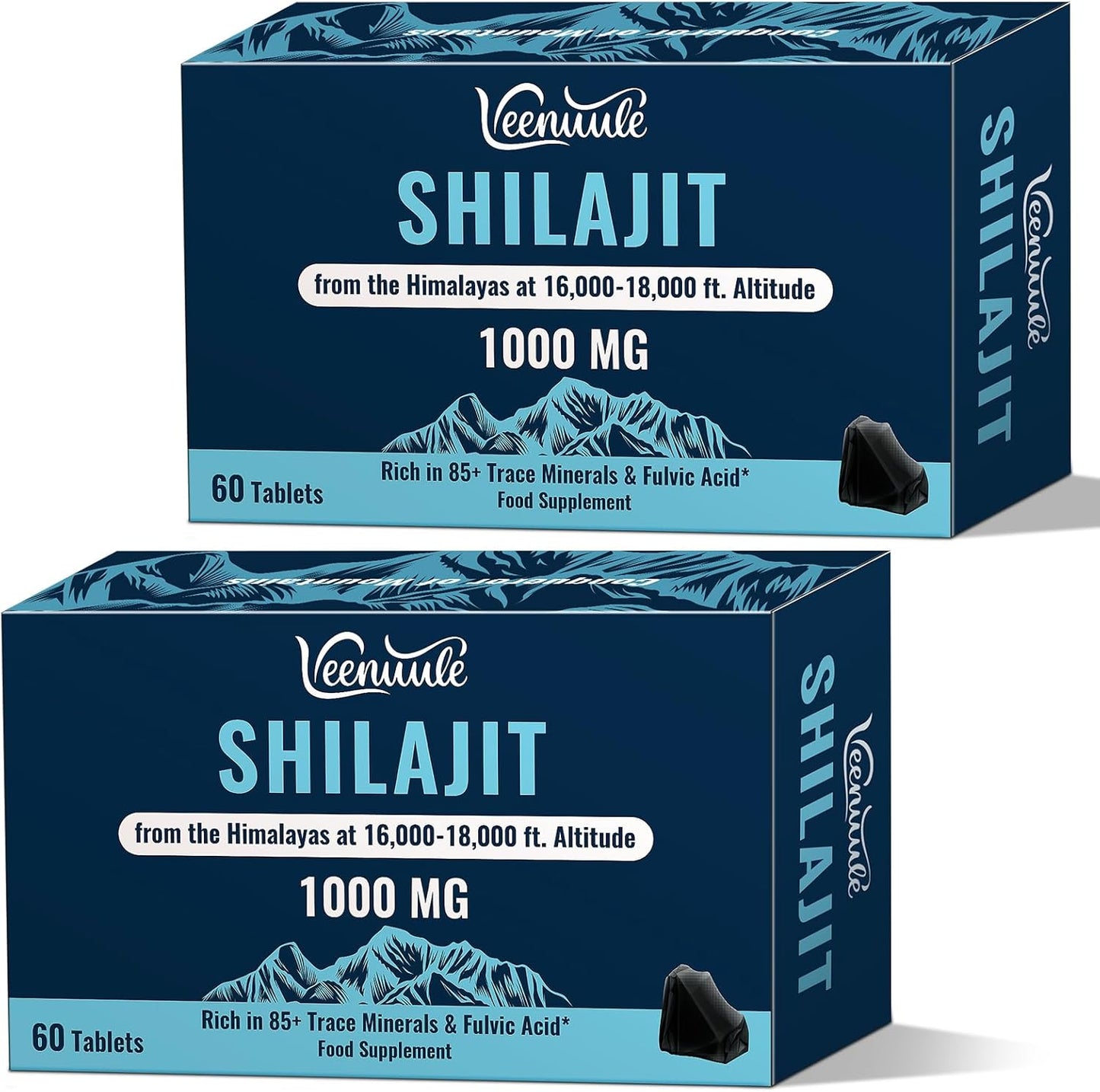 Shilajit Tablets 30,000 Mg, 100% Pure Himalayan Shilajit (1000 Mg per Serving), Rich in Fulvic Acid & 85+ Trace Minerals, Shilajit Resin Supplement for Energy & Immune Health (60 Tablets)