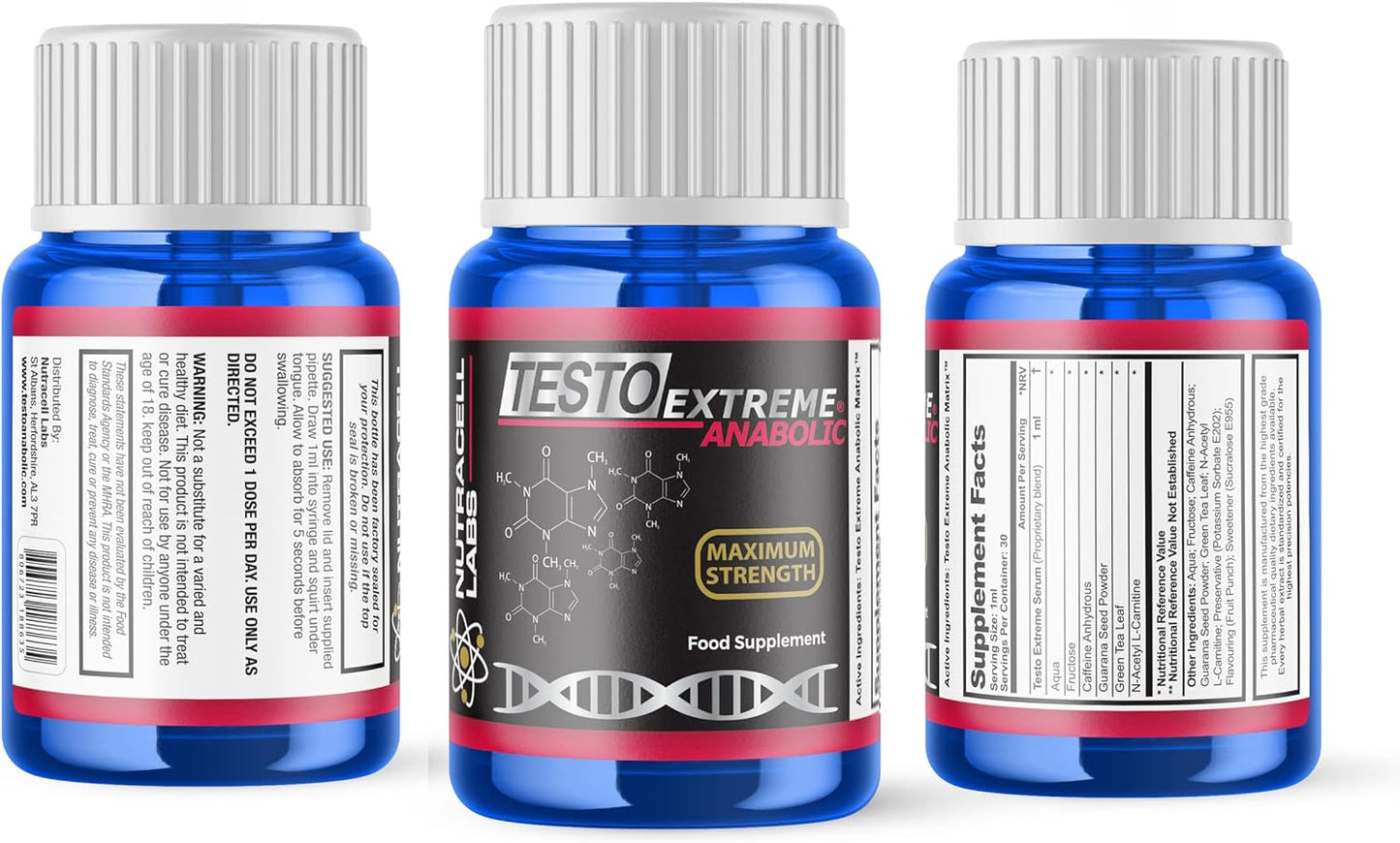 Testo Extreme Anabolic : Testosterone Booster / Muscle Growth & Strength Body Building Supplement (30Ml : 1 Month Supply)