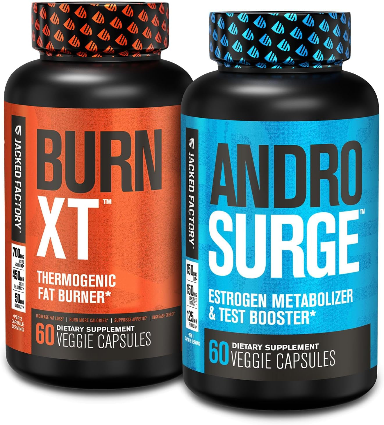 Burn-Xt Thermogenic Fat Burner - Appetite Suppressant for Weight Loss & Androsurge Estrogen Blocker for Men - Testosterone Booster