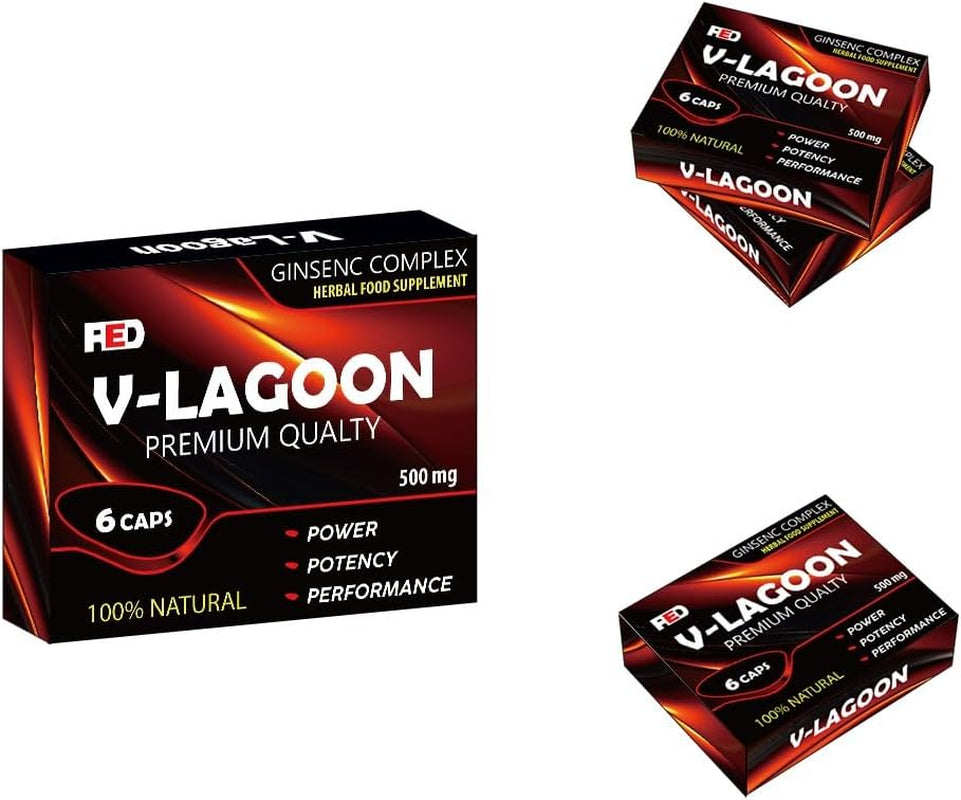 V-LAGOON Red-New Stronger for Longer Formula for Men - Ultra Strong Performance Enhancing Pills, Stamina Endurance Booster RED Supplement Pills for Men - 6 Ginseng Capsules 500MG