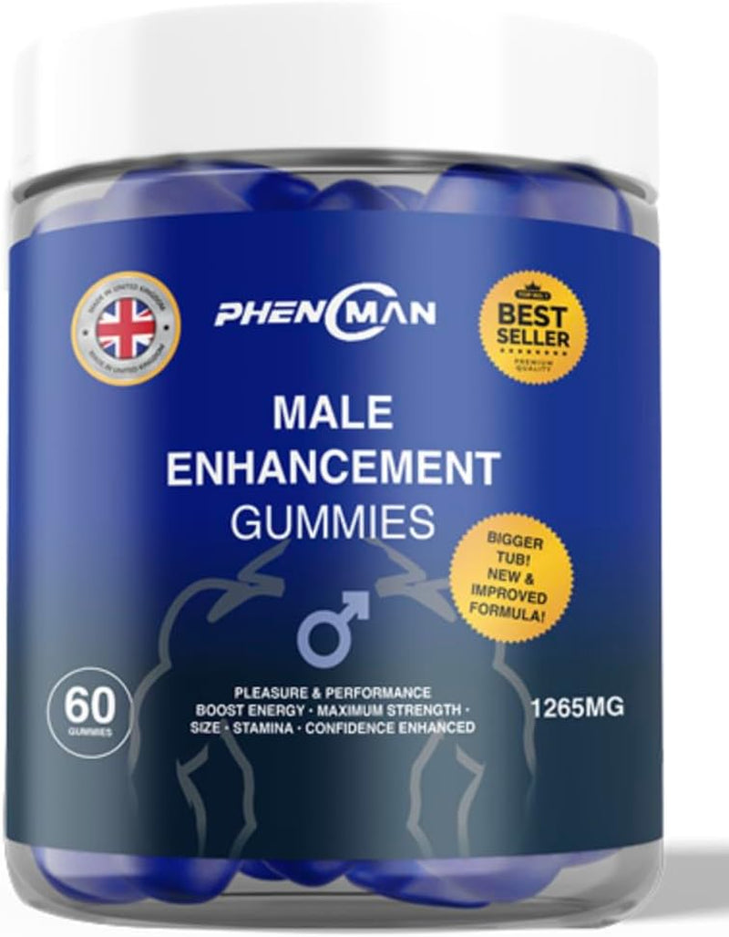 Phenoman Male Extreme Gummies, 1265Mg per Serving, with Maca, Vitamin B6, B12, Ashwagandha, L-Arginine, Tribulus Terrestris, 60 Gummies, Phenomenon Gummies