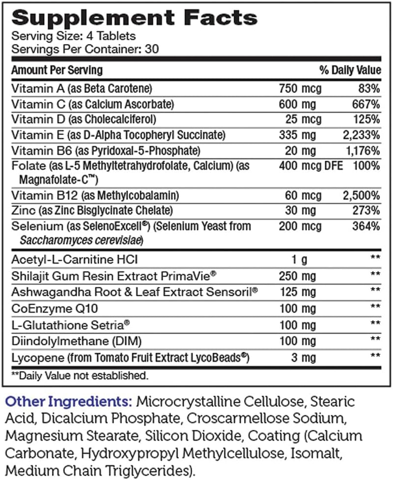 Male Vitality+, Male Fertility Supplements, Male Formula Supporting Energy and Reproductive Wellness, Certified Kosher, 120 Tablets