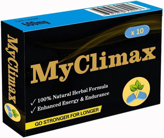 Myclimax - Herbal Energy Supplement for Men, Ginseng, Maximum Energy & Stamina: 500Mg - 10 Effective and Powerful Blue Capsules.