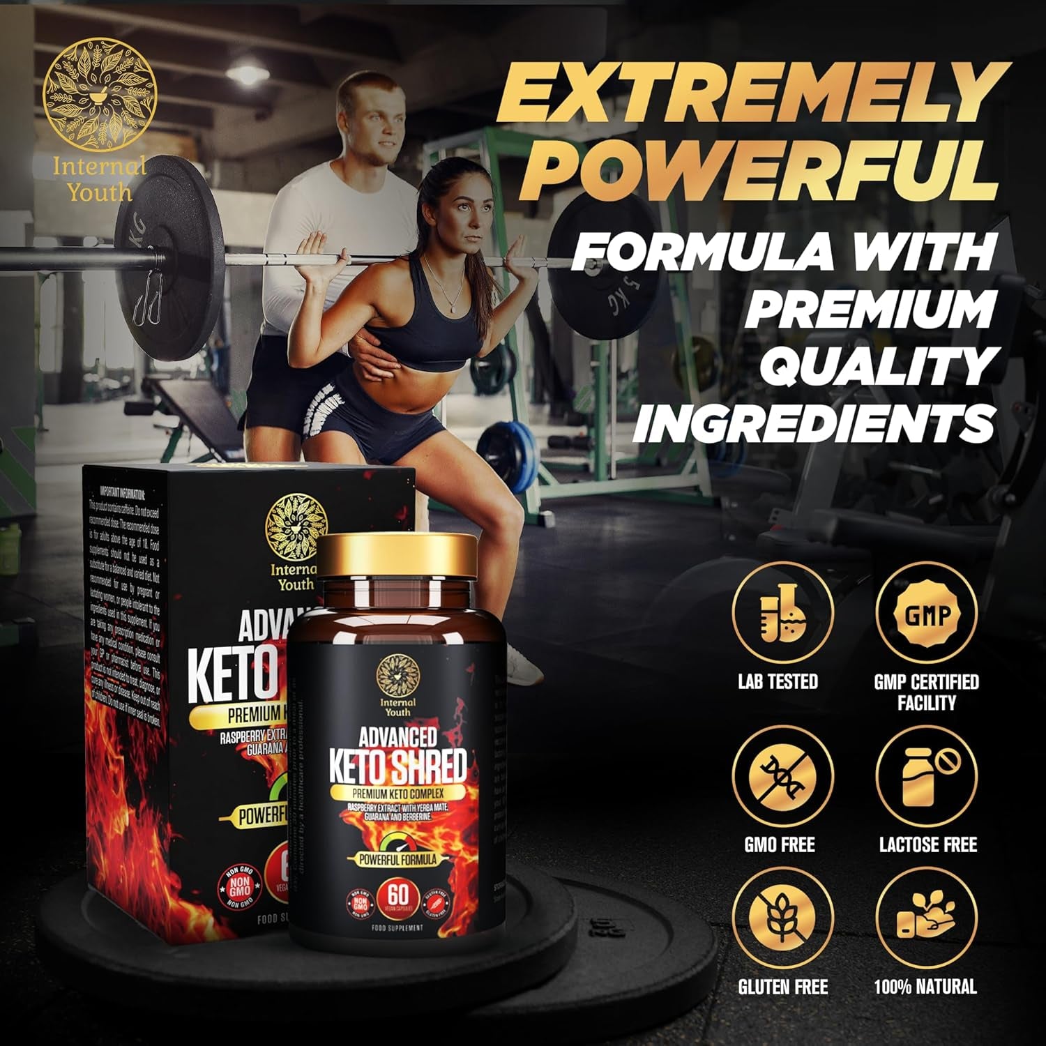 Advanced Keto Shred - 60 High Strength Cutting and Shredding Capsules - Reduce Cravings, Get Shredded and Boost Energy - Vegan Friendly - Gluten Free - Non GMO - Internal Youth