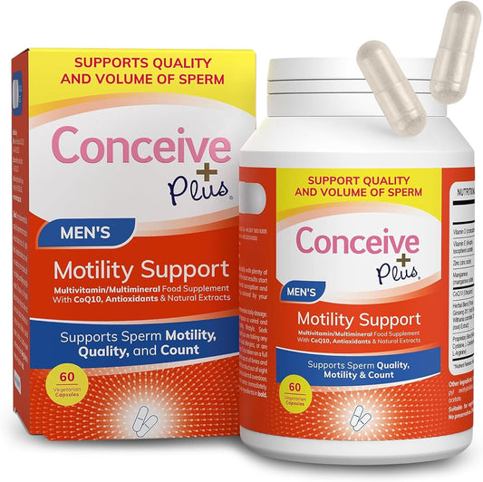 Conceive plus Men'S Motility Support - Boost Sperm Quality & Count - Enhanced Male Reproductive Health & Fertility - Male Motility Supplement with Ginseng, Zinc, L-Arginine & L-Carnitine - 60 Capsules