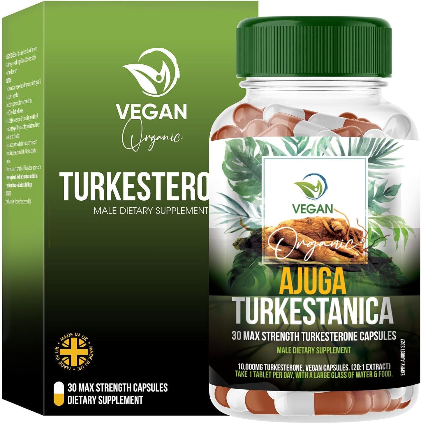 Turkesterone Supplements- Ajuga Turkestanica-Boost Stamina, Performance & Endurance -Testosterone Booster Supplements- Male Enhancement & Growth for Men - Elevate Muscle Growth Capsules X30