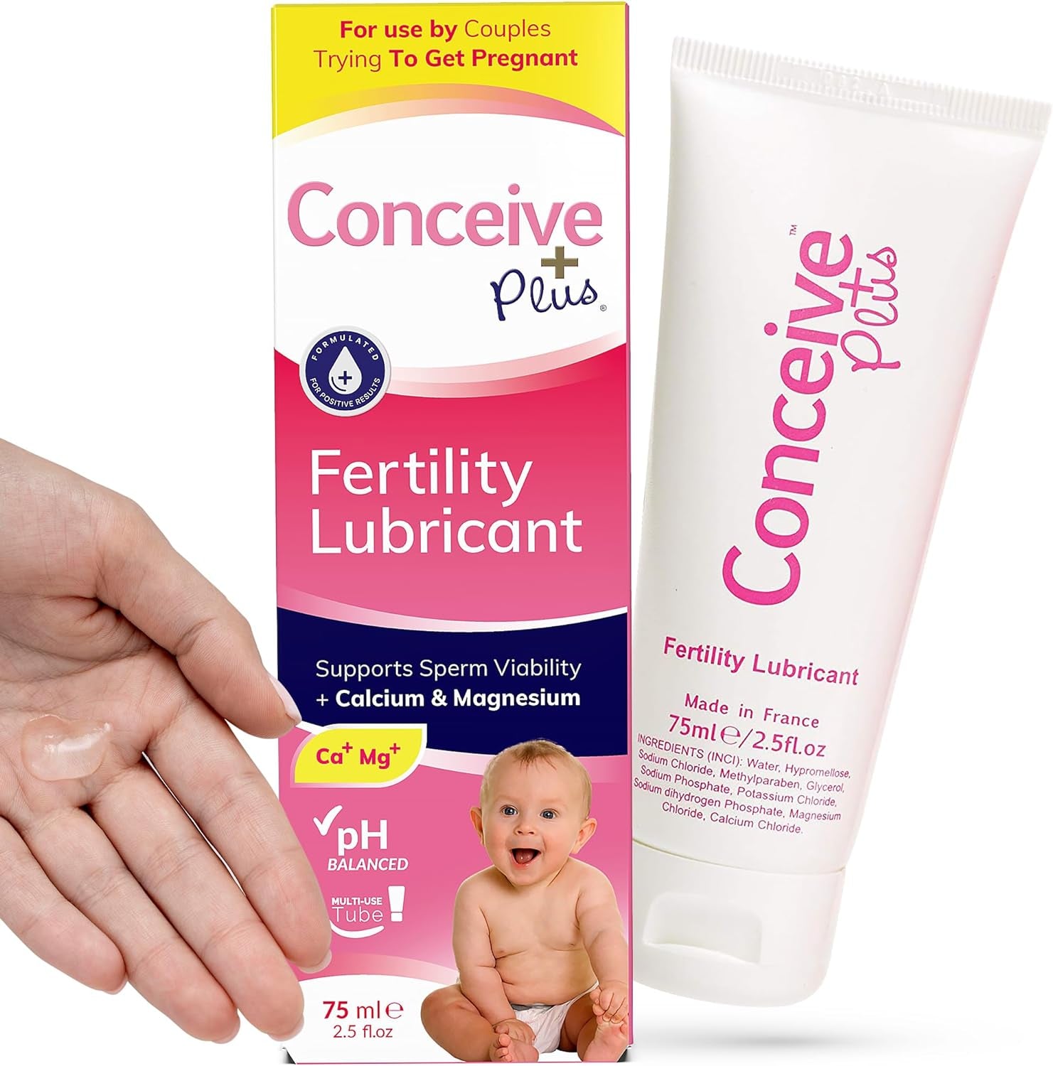 Fertility Lubricant | for Couples Trying to Conceive | Patented Conception Personal Lubricant, Non-Sticky | Key Ingredients and Antioxidants for Sperm Survival | Tube 75ML