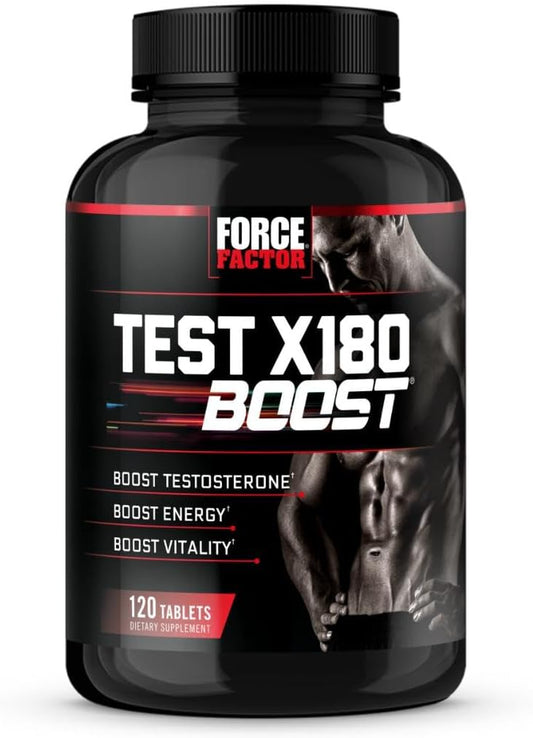 Test X180 Boost Testosterone Booster and Energy Supplement for Men, Boost Energy, Increase Stamina, Enhance Vitality and Performance, with D-Aspartic Acid and Fenugreek, 120 Tablets