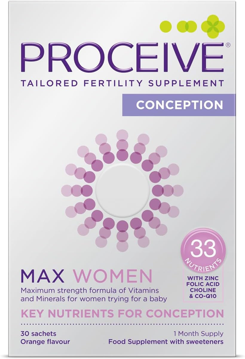 Proceive® MAX Men- Fertility Supplement for Conception - Vitamins & Minerals for Men Trying to Conceive - Selenium, Zinc, Co Q10, Vitamin D - 30 Sachets (1 Month Supply) - Vegan