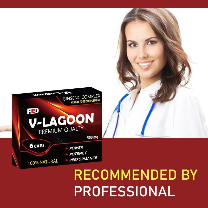 V-LAGOON Red-New Stronger for Longer Formula for Men - Ultra Strong Performance Enhancing Pills, Stamina Endurance Booster RED Supplement Pills for Men - 6 Ginseng Capsules 500MG