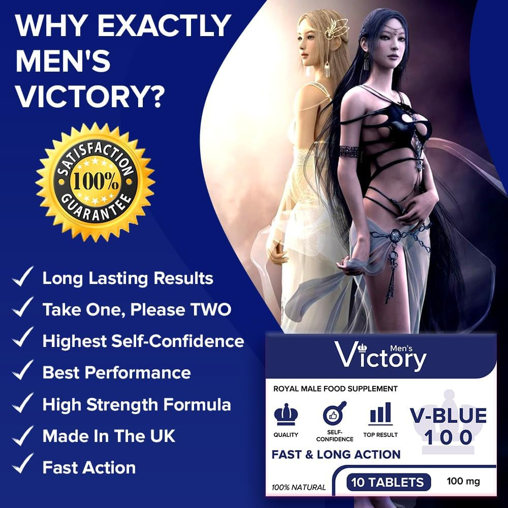 Men’S Victory 10 Blue Tablets - Increased Strength & Firmness for Men - Boosted Stamina, Enhanced Performance - Male Endurance Enhancer - Natural Herbal Supplement Formula